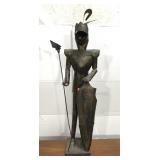 Hammered metal knight sculpture
