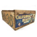 Vintage California Beauty wood crate