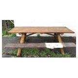 Rustic wood picnic table