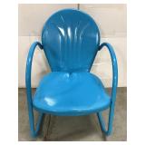 Blue shellback metal patio chair