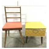 Mid century chair and sewing chest