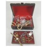 Wooden chest with jewelry