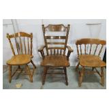 Trio of wooden chairs