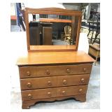 Vintage wood dresser with mirror