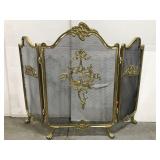 Vintage brass fireplace screen