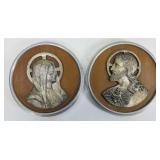 Vintage Jesus and Mary wall plaques