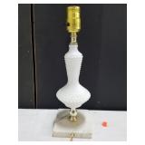 Milk glass hobnail lamp w/ marble base