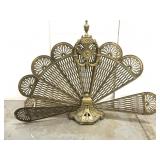 Vintage brass peacock style fireplace screen