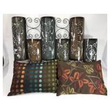 Metal wall art and throw pillows