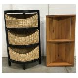 Two corner shelves