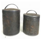Pair of unique metal canisters