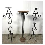 Three metal candle holders
