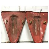 Vintage metal red sled pair