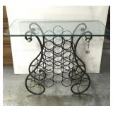 Glass top wine rack table