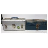 Pair of vintage metal tackle boxes w/ contents