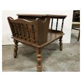 Two tiered end table with magazine rack