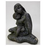 Mother and child garden statue