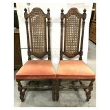 Pair of tall cane back chairs