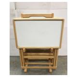 Blonde and white TV trays