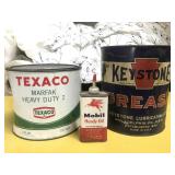 Three vintage oil cans