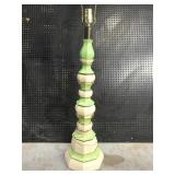 Vintage green & white ceramic lamp