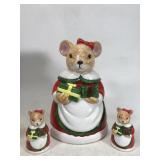 Christmas mouse cookie jar & salt & pepper shakers