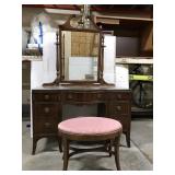 Vintage Huntley wood vanity w/ mirror