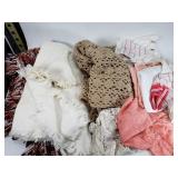 Lot of linens and crocheted blankets
