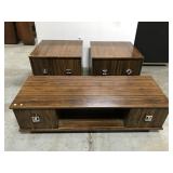 Two end tables and coffee table set