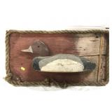 Vintage wood mounted duck decoy