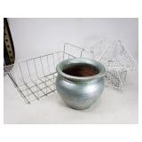 Vase and wire basket