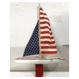 Vintage patriotic wood sail boat