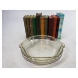 Vintage book lot with pyrex pans