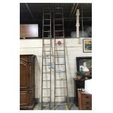 Two huge 15 ft wood ladders