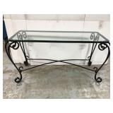 Glass top metal sofa or hallway table