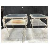 Vintage metal patio table pair