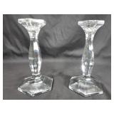 Pair of 7 3/4" crystal candlestick holders