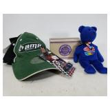 Nascar key chain with hat and beanie baby