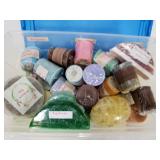 Bin of handmade soaps and candles