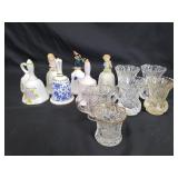 Porcelain bells and glass candlestick holders