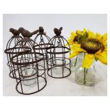 Rustic birdcage candle holders and mini vases
