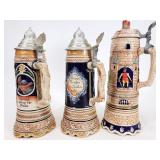 Trio of vintage beer steins