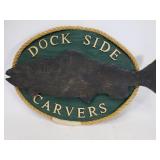 Vintage dock side carvers fish sign