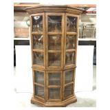 Lighted curio cabinet w/ convex glass panels