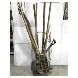 Old wire cart w/ yard tools