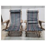 Pair of wood folding chairs