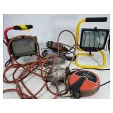 Work lights and extension cord reels
