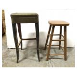 Two vintage wood stools