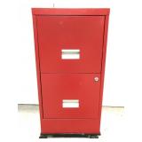 Red rolling filing cabinet