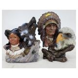 2 native american statues